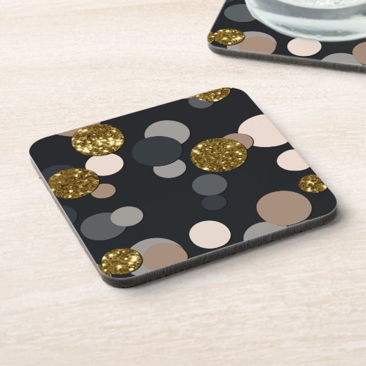 Confetti Peach, Maple, Grau und Gold Glitzer Getränkeuntersetzer (Linke Seite)