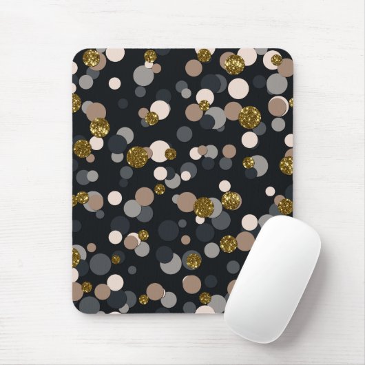 Confetti Peach, Maple, Grau und Gold Glitzer Mousepad (Mit Mouse)