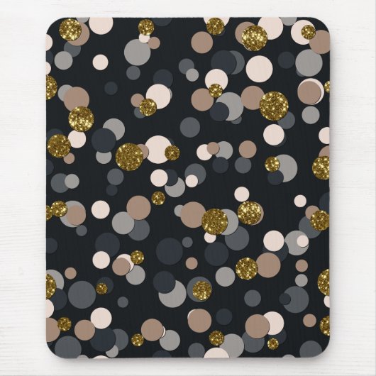 Confetti Peach, Maple, Grau und Gold Glitzer Mousepad (Vorne)