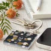 Confetti Peach, Maple, Grau und Gold Glitzer Schlüsselanhänger (Vorderseite rechts)