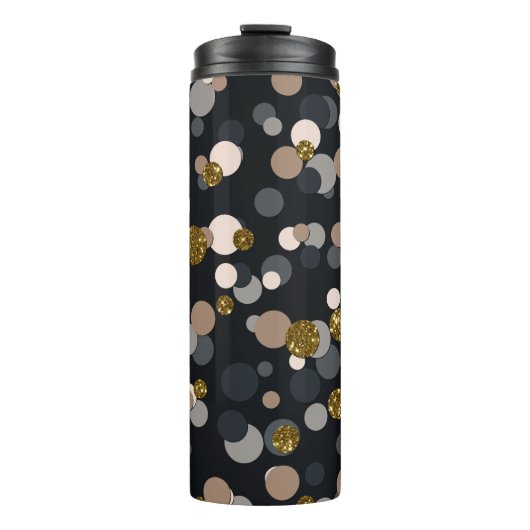Confetti Peach, Maple, Grau und Gold Glitzer Thermosbecher (Vorderseite)