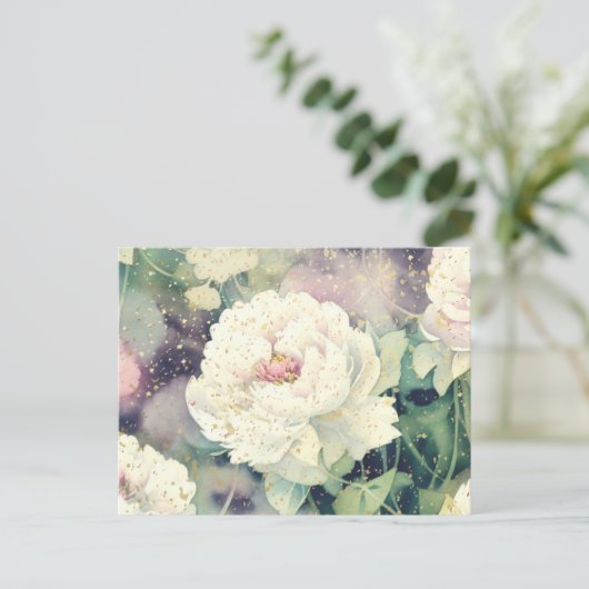 Confetti Peony Parade Postkarte (Stehend Vorderseite)