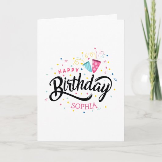 Confetti Personalisiert Happy Birthday Card Karte (Vorderseite)