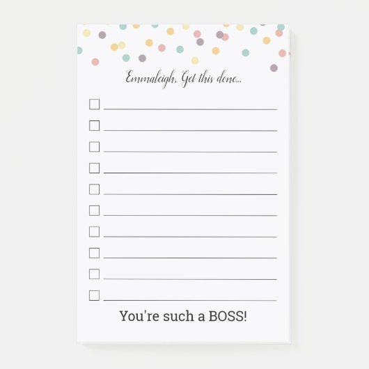 Confetti Personalisiert Lined Checklist Post-it Klebezettel (Vorderseite)