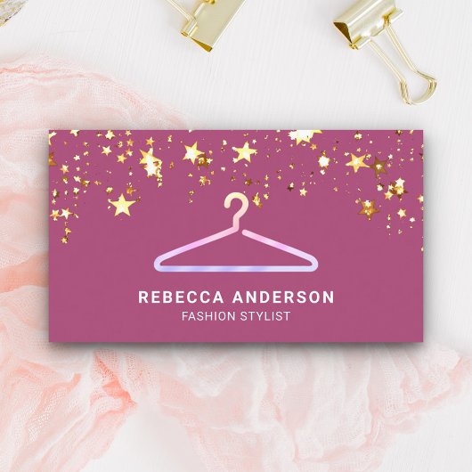 Confetti Pink Clothes Hanger Fashion Stylist Visitenkarte