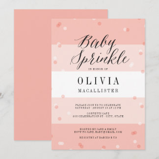 Confetti Pink Stripes Girl Baby Sprinkle Einladung
