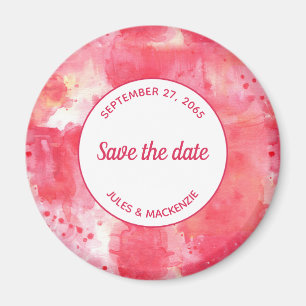 Confetti Pink Wasserfarbe Save the Date Abstrakt Magnet