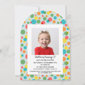 Confetti Polka Dots Boys Foto Geburtstagsparty Einladung (Vorderseite)