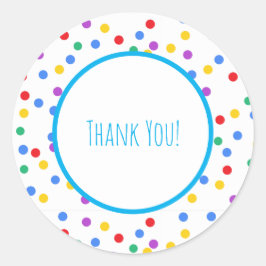 Confetti Polka Dots Kids Birthday Thank You Runder Aufkleber