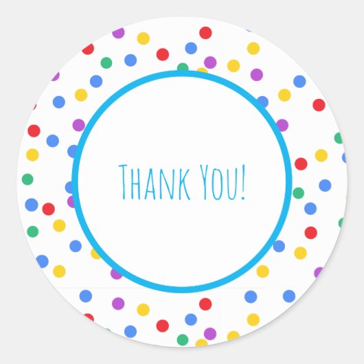 Confetti Polka Dots Kids Birthday Thank You Runder Aufkleber (Vorderseite)