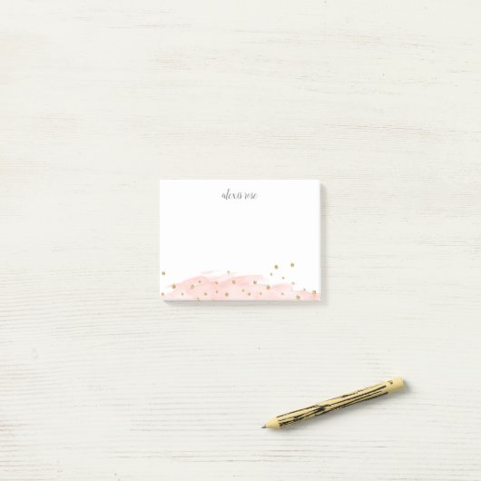 Confetti Pop | Rosa | Chic Personalisiert Post-it Klebezettel (Auf Schreibtisch)