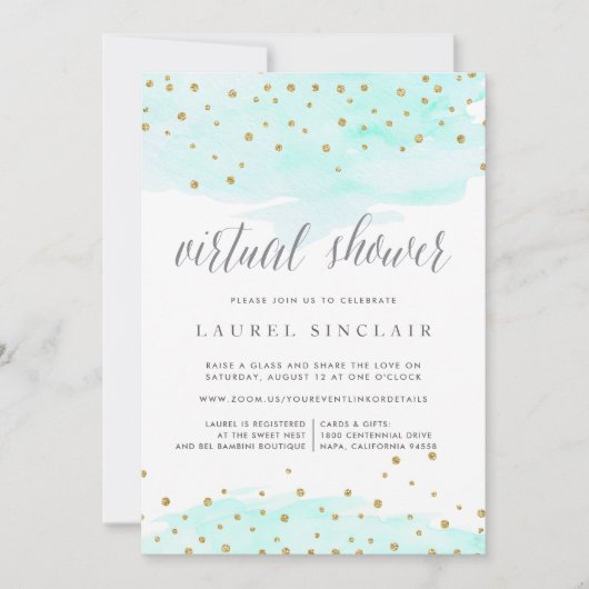 Confetti Pop | Virtual Bridal oder Babydusche Einladung (Vorderseite)