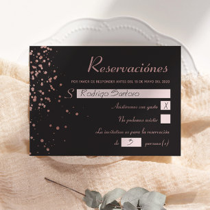 Confetti Quinceanera Spanische Reservaciónes Card Einladung