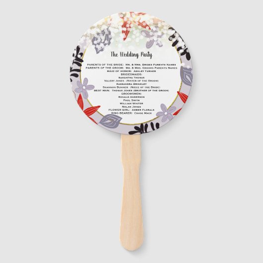 Confetti Red Lavender Lilac Floral Wedding Program Fächer (Rückseite)