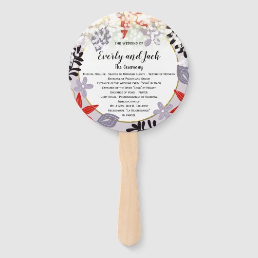 Confetti Red Lavender Lilac Floral Wedding Program Fächer (Vorderseite)