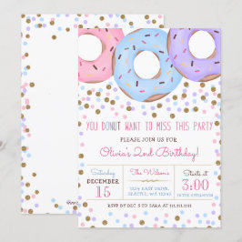 Confetti Rosa Gold Donuts Geburtstagsparty Einladung