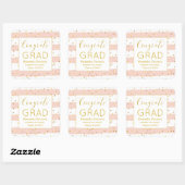 Confetti Rosa Streifen Abschluss Quadratischer Aufkleber (Blatt)