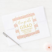 Confetti Rosa Streifen Abschluss Quadratischer Aufkleber (Umschlag)