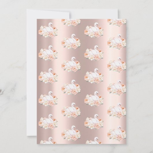 Confetti Rose Gold Floral Baby Swan Baby Dusche Einladung (Rückseite)