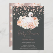 Confetti Rose Gold Floral Baby Swan Baby Dusche Einladung (Vorne/Hinten)