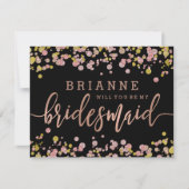 Confetti Rose Gold werden Sie meine Bridesmaid sei Einladung (Vorderseite)