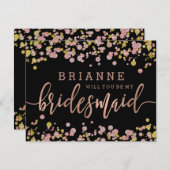 Confetti Rose Gold werden Sie meine Bridesmaid sei Einladung (Vorne/Hinten)