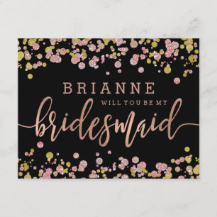 Confetti Rose Gold werden Sie meine Bridesmaid sei Einladung