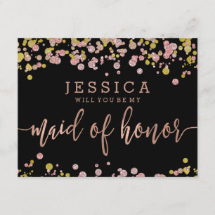 Confetti Rose Gold werden Sie meine Trauzeugin sei Einladung