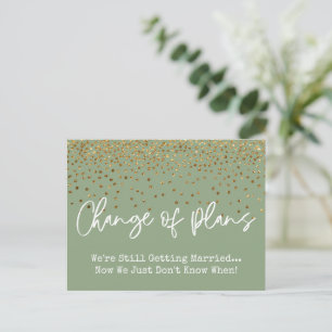Confetti Sage Änderung Plan Verspätete Hochzeit Postkarte
