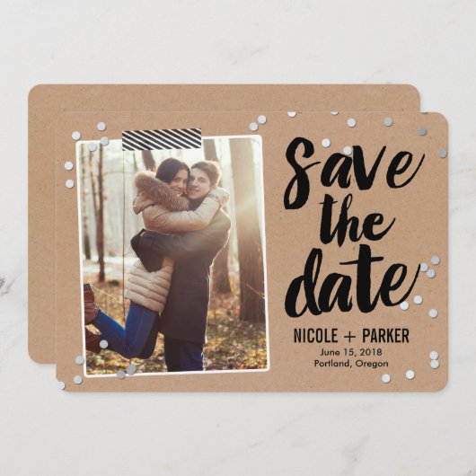 Confetti Save the Date Card (Vorne/Hinten)