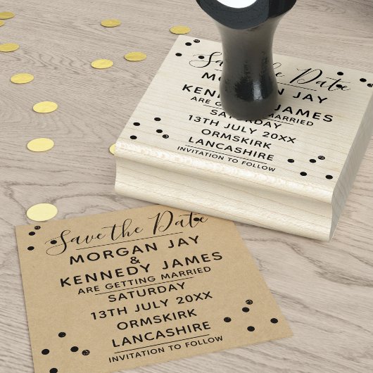 Confetti Save the Date DIY Wedding Rubber Briefmar Gummistempel