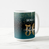 Confetti & Script 50 & Fabulous, Aquamarin Black O Kaffeetasse (VorderseiteRechts)