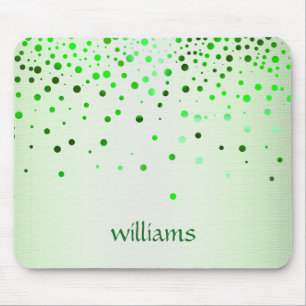 Confetti Sea Green Linen Glitzer Girly Dots Mousepad
