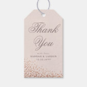 Confetti Shimmer Rose Gold Wedding Geschenkanhänger (Vorderseite)