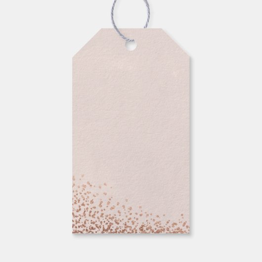 Confetti Shimmer Rose Gold Wedding Geschenkanhänger (Rückseite)