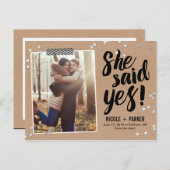 Confetti Sie sagte ja Save the Date Postkarte (Vorne/Hinten)