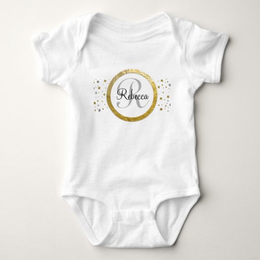 Confetti Silver/Gold Monogram Baby Strampler (Vorderseite)