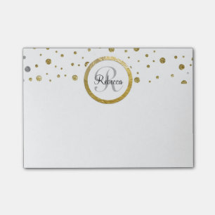 Confetti Silver/Gold Monogramm Post-it Klebezettel