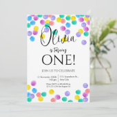 Confetti Simple Girl Geburtstag Einladung (Stehend Vorderseite)