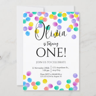 Confetti Simple Girl Geburtstag Einladung