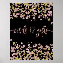 Confetti Sparkle Rose Gold Wedding Cards & Gifts Poster