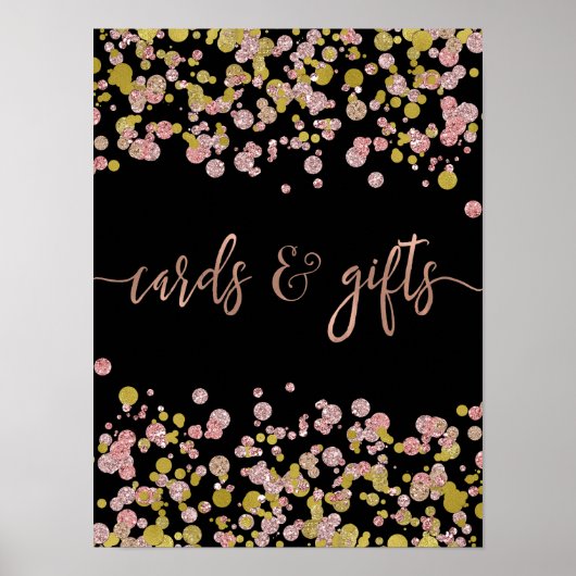 Confetti Sparkle Rose Gold Wedding Cards & Gifts Poster (Vorne)
