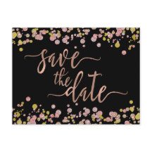 Confetti Sparkle Rose Gold Wedding Save the Date