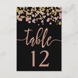 Confetti Sparkle Rose Gold Wedding Tischnummern
