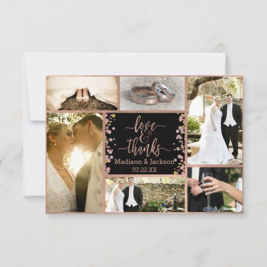 Confetti Sparkle Rose Gold Wedding Vielen Dank Fot Dankeskarte (Vorderseite)