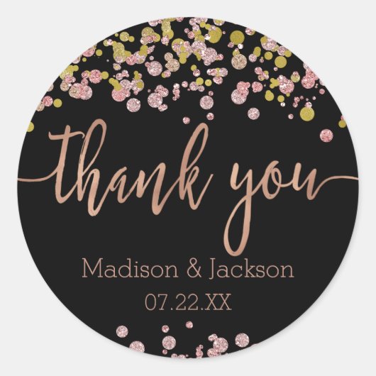 Confetti Sparkle Shine Rose Gold Gastgeschenk Hoch Runder Aufkleber (Vorderseite)