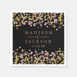Confetti Sparkle Shine Rose Gold Wedding Monogram Serviette