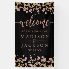 Confetti Sparkle Shine Rose Gold Wedding Willkomme Banner