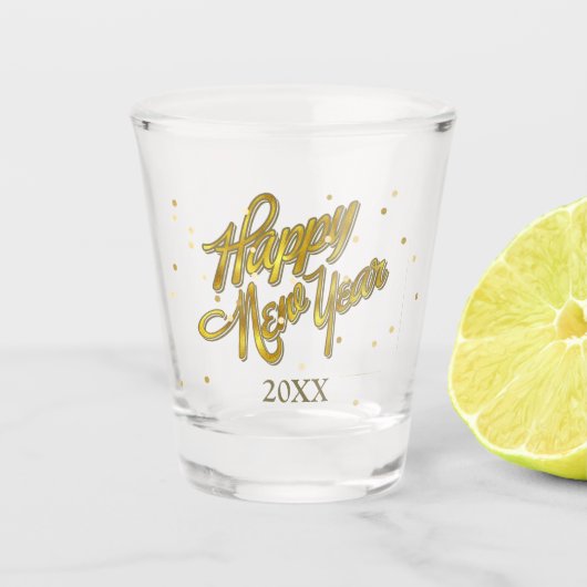 Confetti Sprinkled New Year Gold ID610 Schnapsglas (Vorderseite)