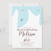 Confetti Sprinkles Tropfen Eis Creme Cone Blue Einladung (Vorderseite)